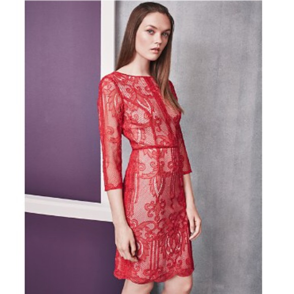 reiss red lace dress